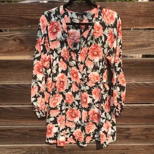 Floral long sleeve, short dress